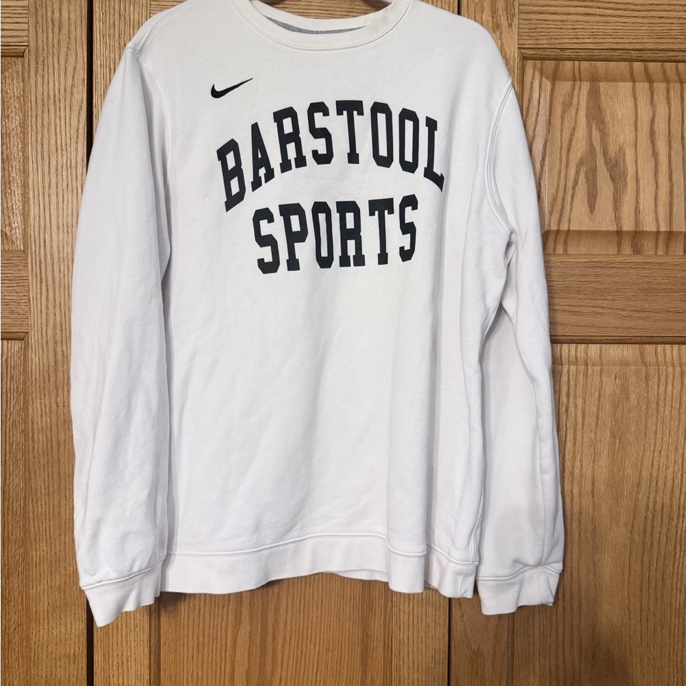 Nike White Barstool Sports Sweatshirt with Black Logo Tag